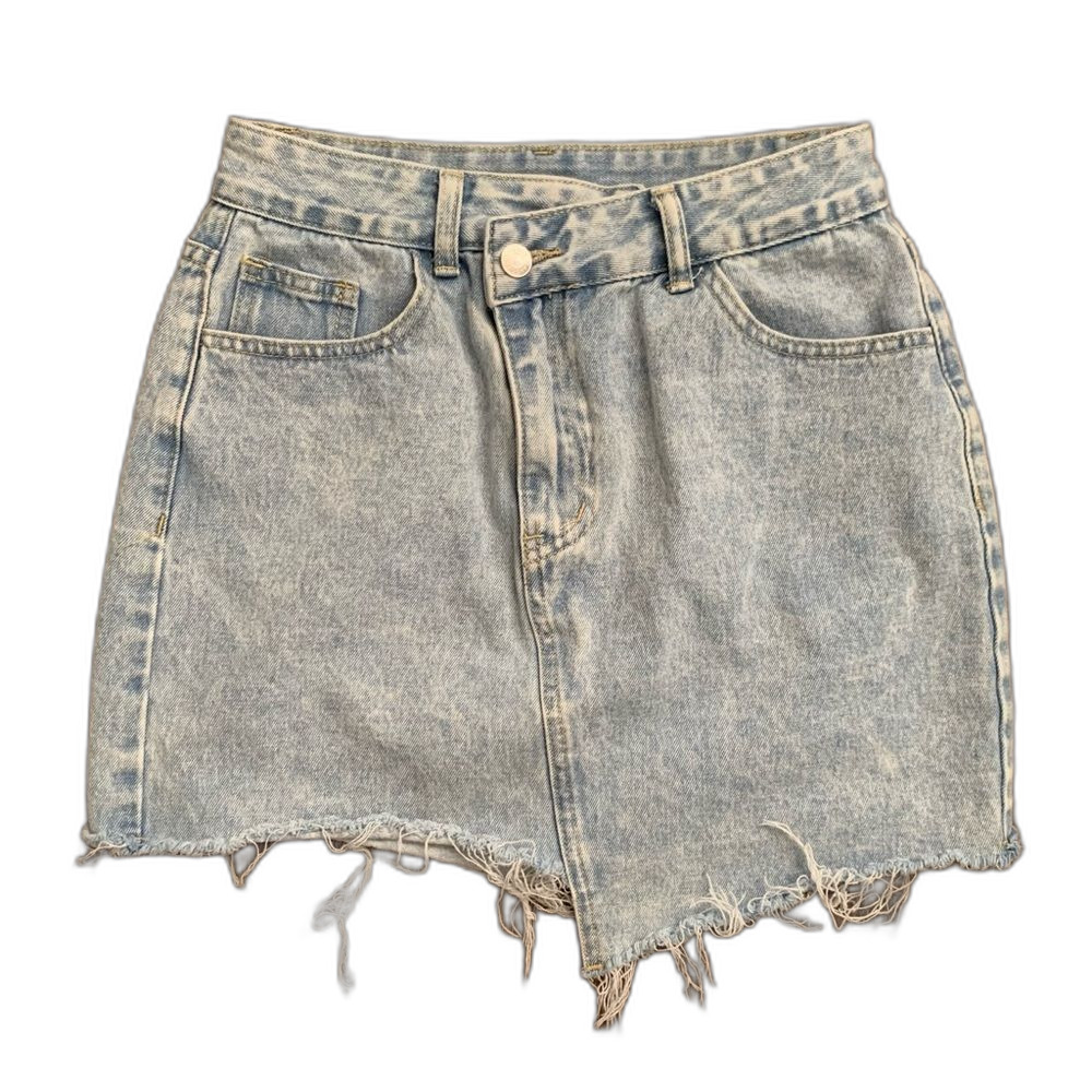 Denim Distressed Mini Skirt Size 4